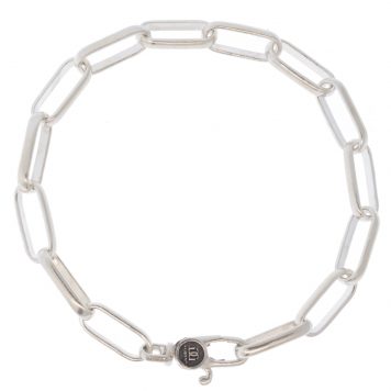 Gurhan: Men's Silver Bracelet, chain, 12x4mm plain oval with handmade rolling lobster