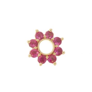 Three Stories Jewelry: SINGLE Tiny Ruby Flower Charm, 14k yg