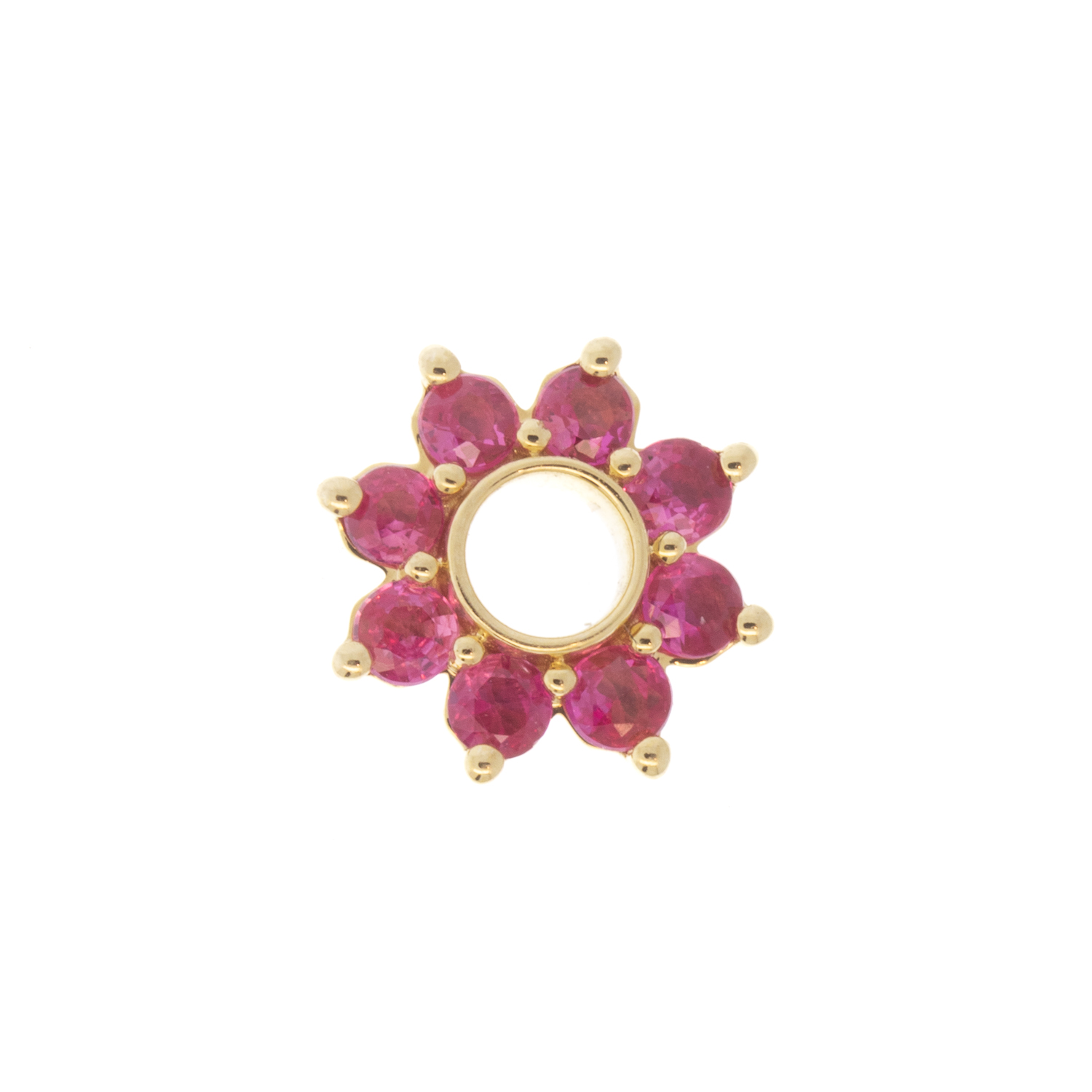 Three Stories Jewelry: SINGLE Tiny Ruby Flower Charm, 14k yg