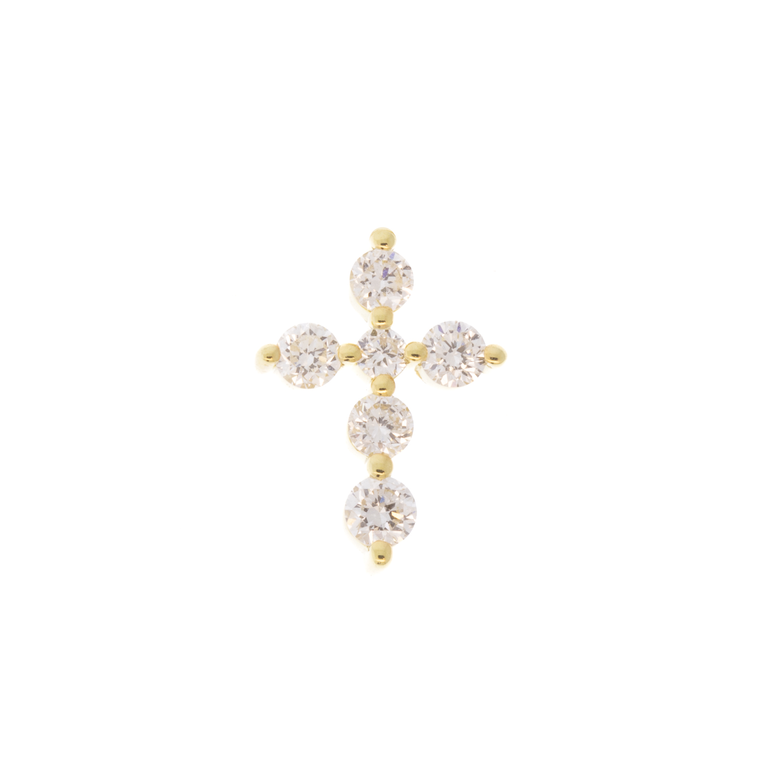 Three Stories Jewelry: SINGLE Prong Set Diamond Cross Stud Earring, 14k yg, Diamond