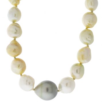 Alison Shiboski:Multi colour South Sea and Tahitian pearl strand,18k handmade clasp