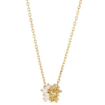 Suzanne Kalan: Necklace 18K Yellow gold Baguette Donut, .60 TCW White diamond baguette 6mm roundel total stones 12