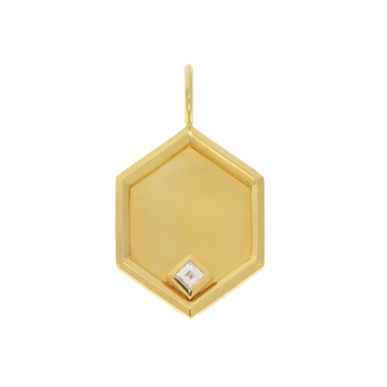 Lizzie Mandler: Hexagon Charm with Carre Diamonds, .05 ctw, 18K
