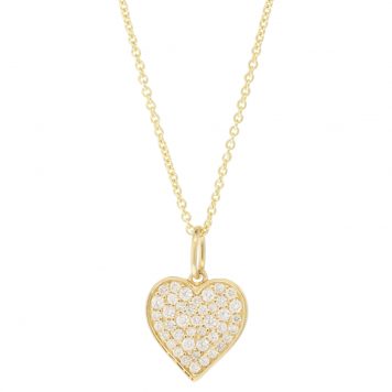 Sydney Evan: Necklace, Mini Pave Heart Charm on 18" Light Tiffany Chain