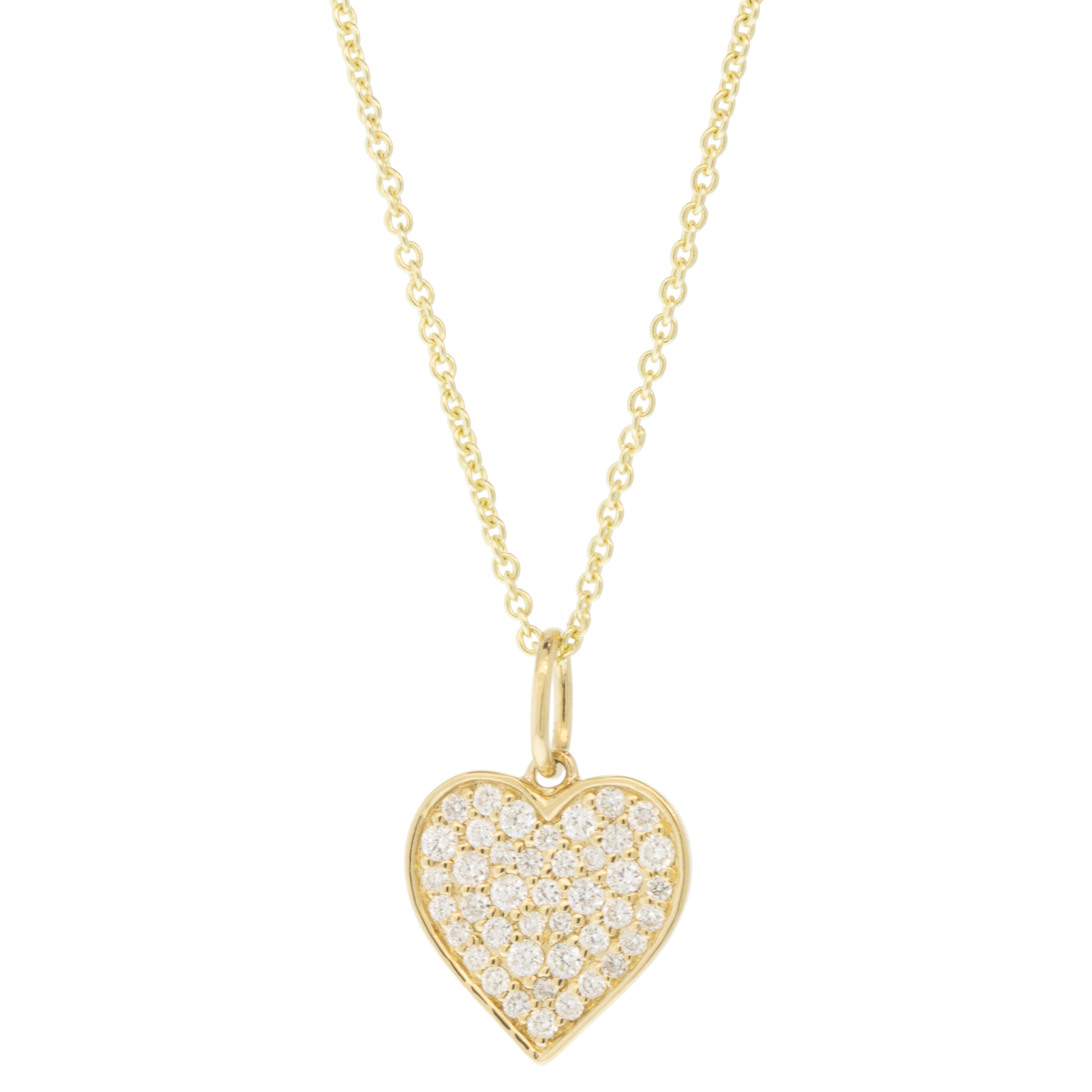 Sydney Evan: Necklace, Mini Pave Heart Charm on 18" Light Tiffany Chain