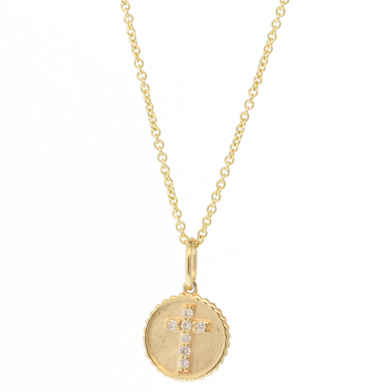 Sydney Evan: Necklace, Tiny Cross Coin Charm On 18" Light Tiffany Chain