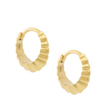 Lizzie Mandler: Earring, Fluted Crescent Huggies -8.5mm, 18K