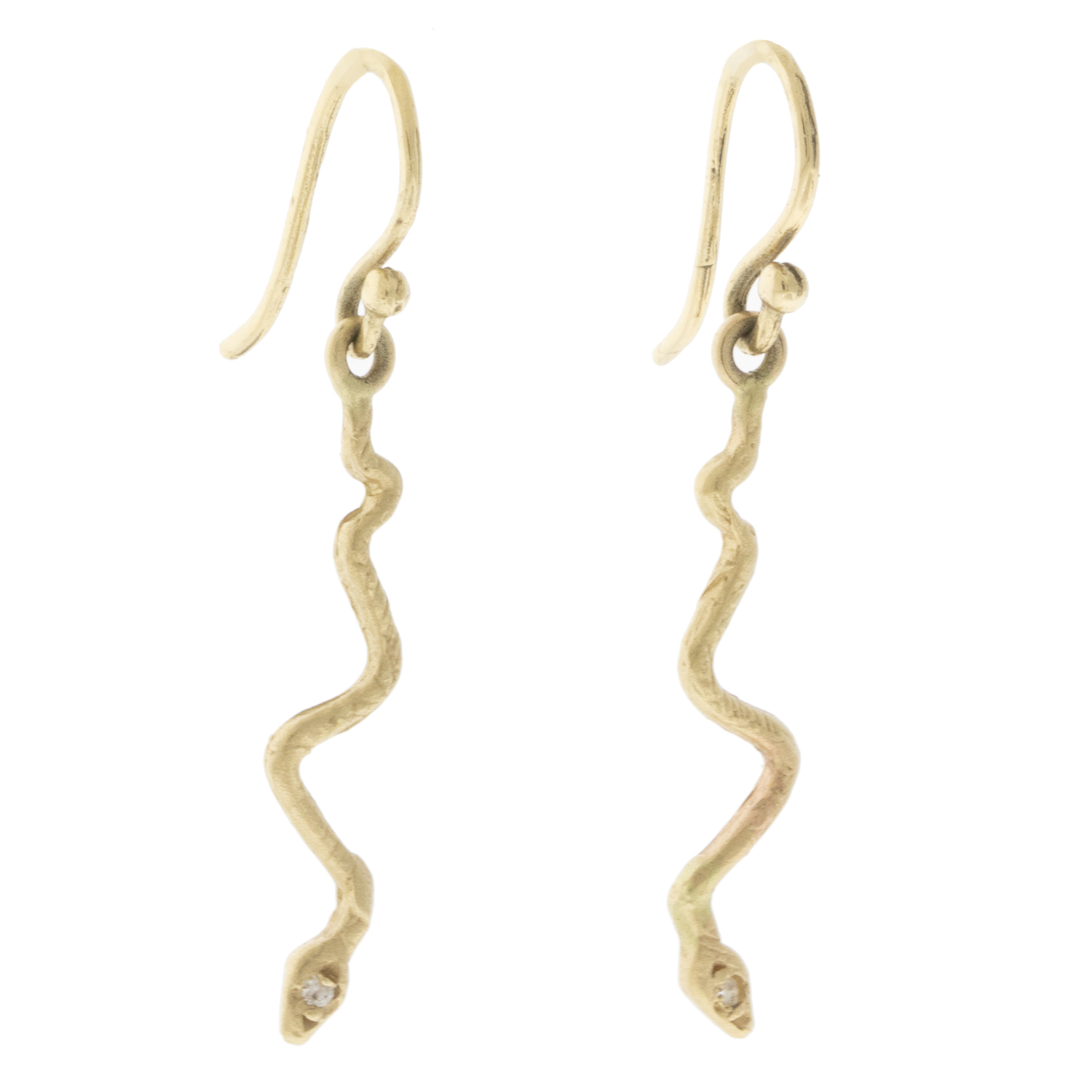 Victoria Cunningham : Earrings, Snake Dangles,14k