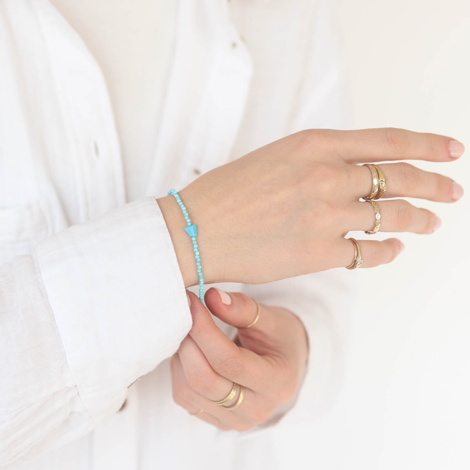 Margaret Solow:Bracelet,SS Clasp,Turquoise & Peruvian Opal