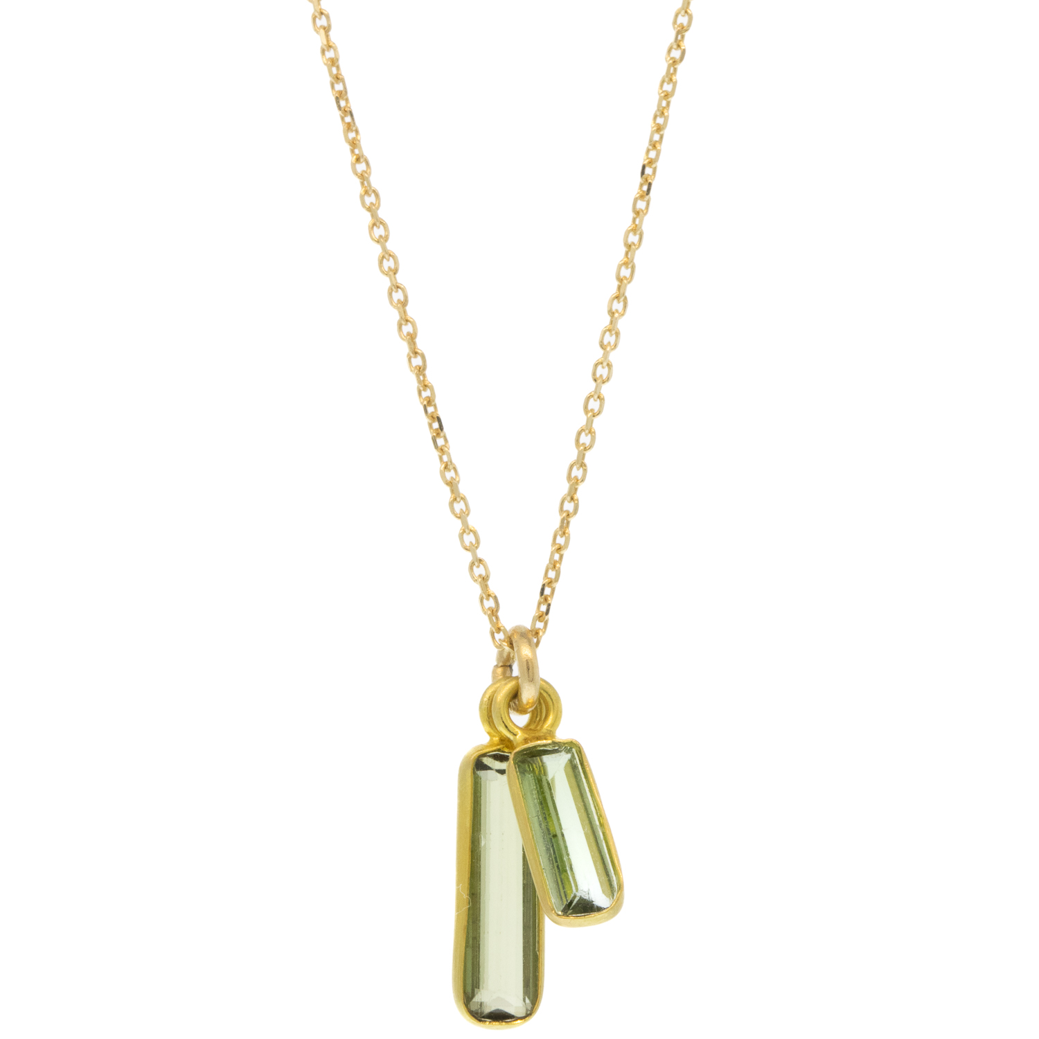 Margaret Solow: Necklace,14k chain,Tourmaline & Sapphire 18k