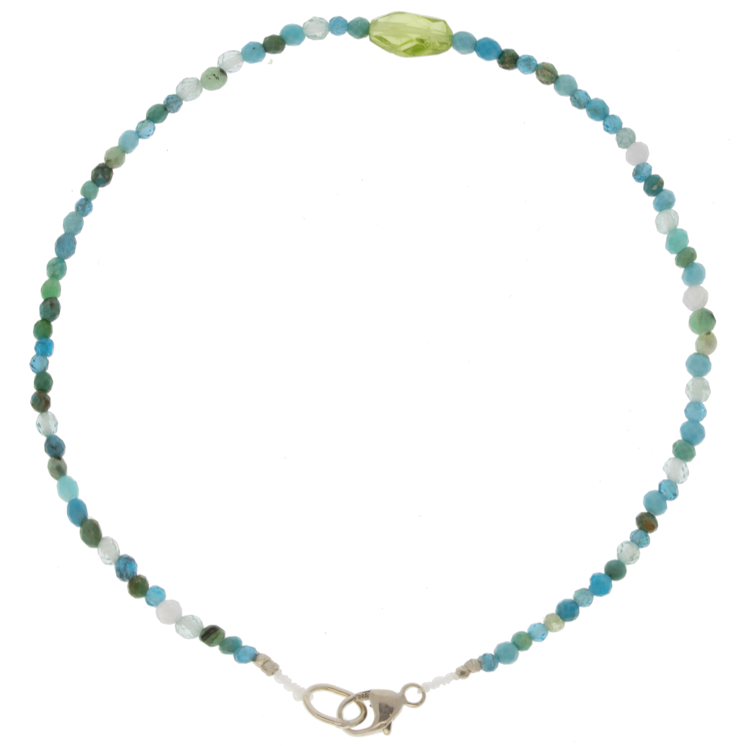 Margaret Solow:Bracelet,SS Clasp,Multi gem & Peridot