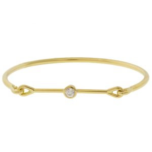 Tura Sugden:Needle Eye Cuff,Antique diamond solitaire,18k yg,Size Small