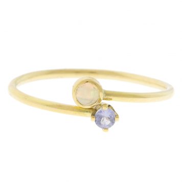 Sweet Pea: Tranquil Seas Ring, Tanzanite & Opal, 18k yg