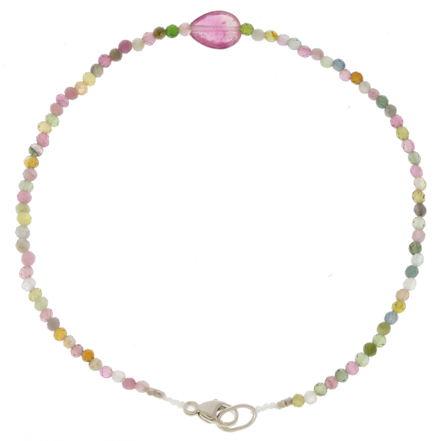 Margaret Solow:Bracelet,SS Clasp,Watermelon tourmaline, 7", 1/4" x 1/4"