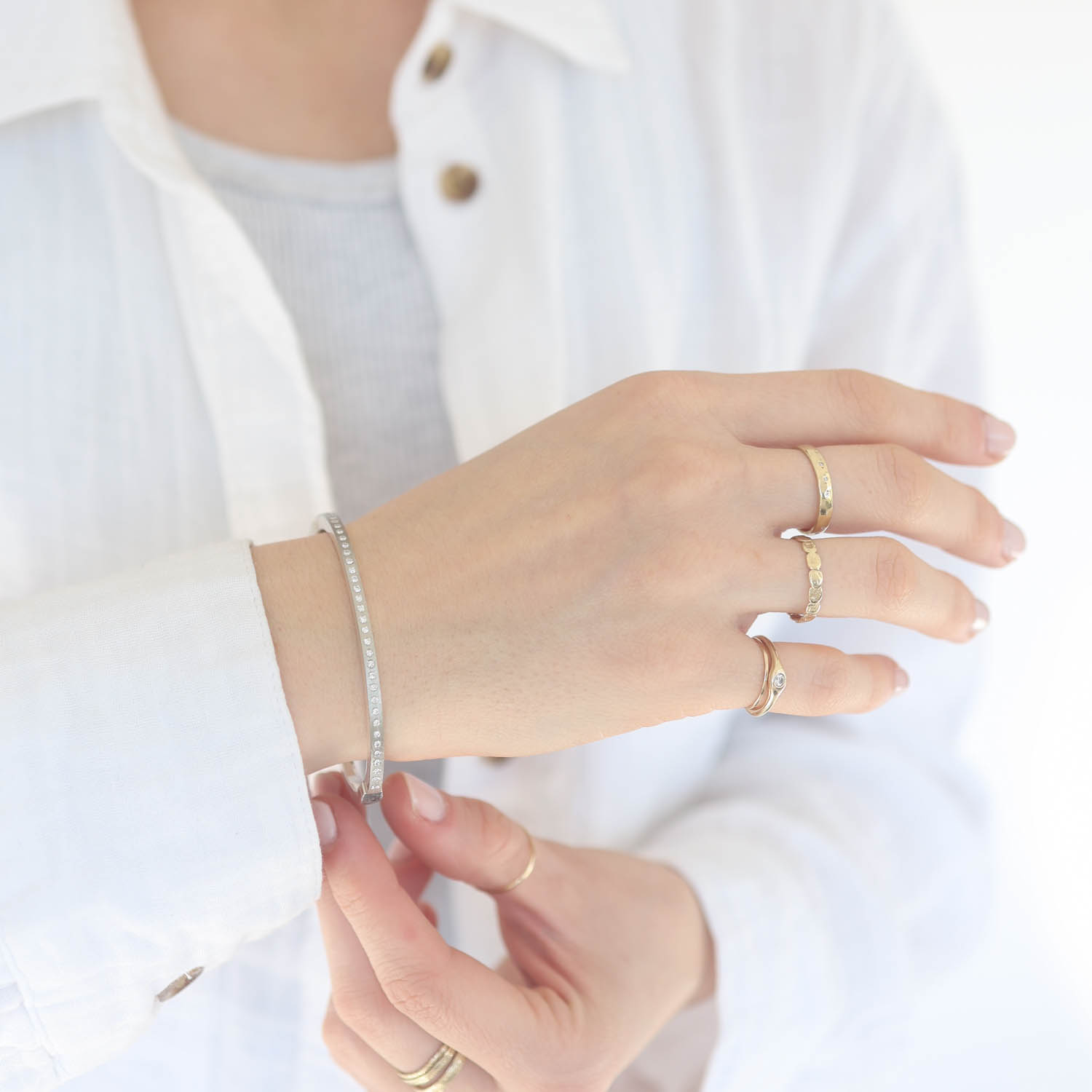 Rene Escobar Trunk Show:Bangle,ADAM,2.5 MM,White Gold