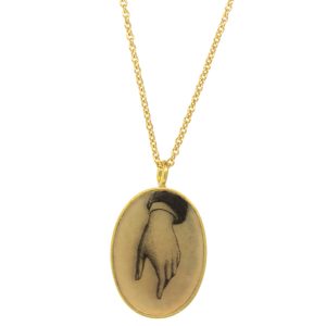 Anzu: Basic Necklace - Gold Vermeil, Oval Setting: Hand, pendant measures 9/16" x 9/16", chain measures 15.5" - 17" in length