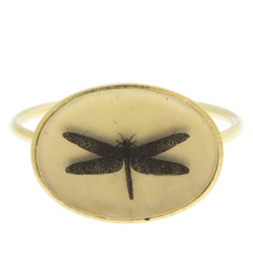 Anzu: Basic Ring- Gold vermeil, oval setting: Dragonfly size 6.5, measures 7/16" x 9/16"