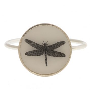 Anzu: Basic Ring-Sterling silver-Round setting: Dragonfly size 6.5, 1/2" in diameter