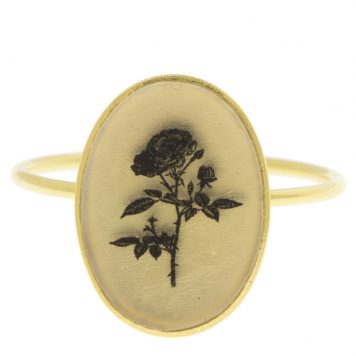 Anzu: Ring, Basic Oval Setting Rose Motif, Gold Vermeil