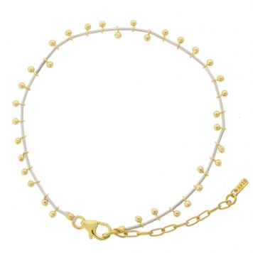 Tai:   925 Silver mini tubes with gold vermeil ball charm and tassel - slide closure bracelet