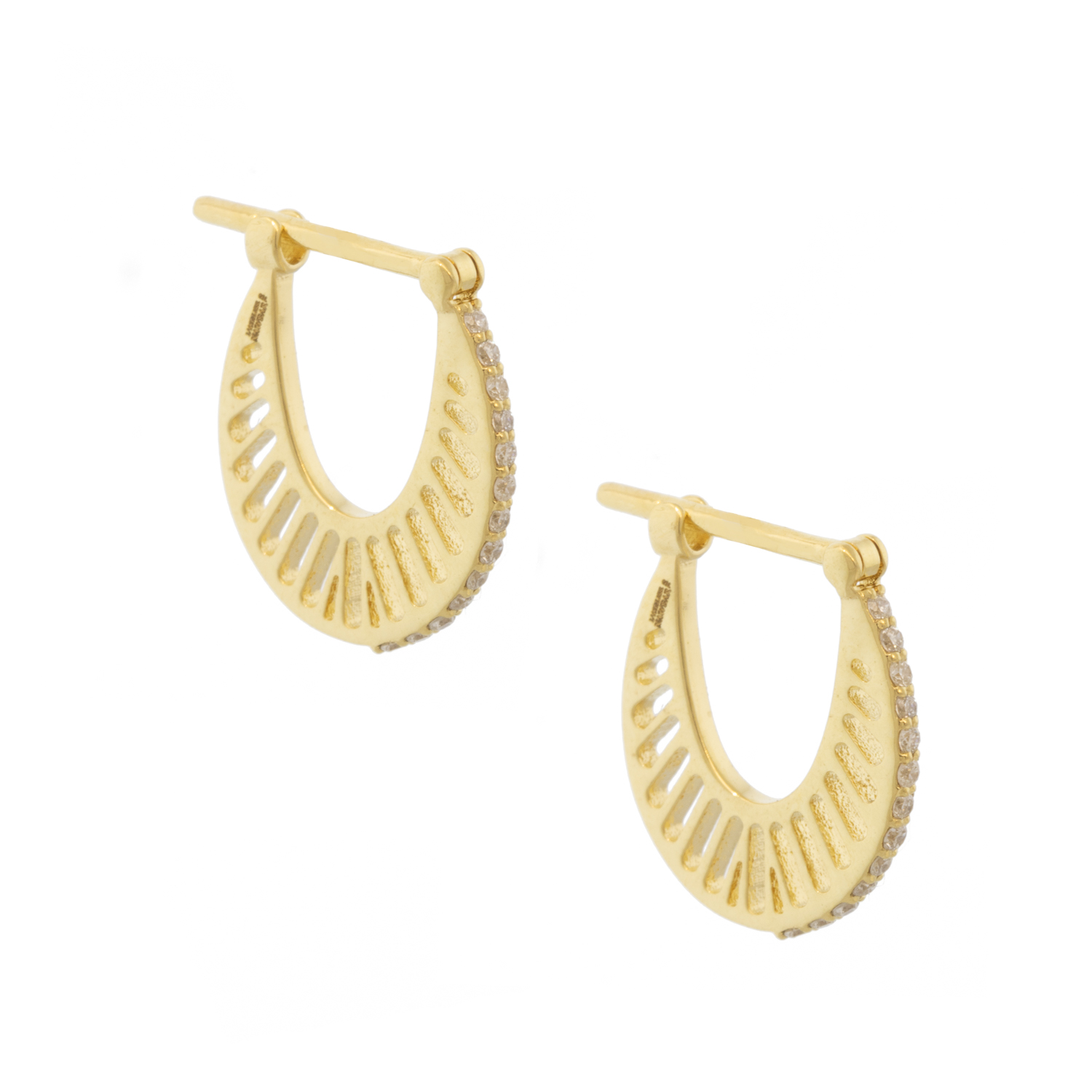 L'atelier Nawbar: Flat Ray Hoops-Size 1, Handmade from 18 ct gold hoops encrusted with 0.08 ct of white diamonds
