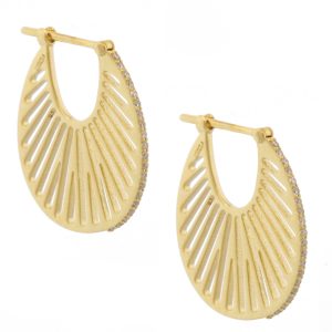 L'atelier Nawbar: Flat Ray Hoops-Size 3, Handmade from 18 ct gold hoops encrusted with 0.12 ct of white diamonds. Weight: 4.2 gr
