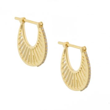 L'atelier Nawbar: Flat Ray Hoops-Size 2, Handmade from 18 ct gold hoops encrusted with 0.08 ct of white diamonds