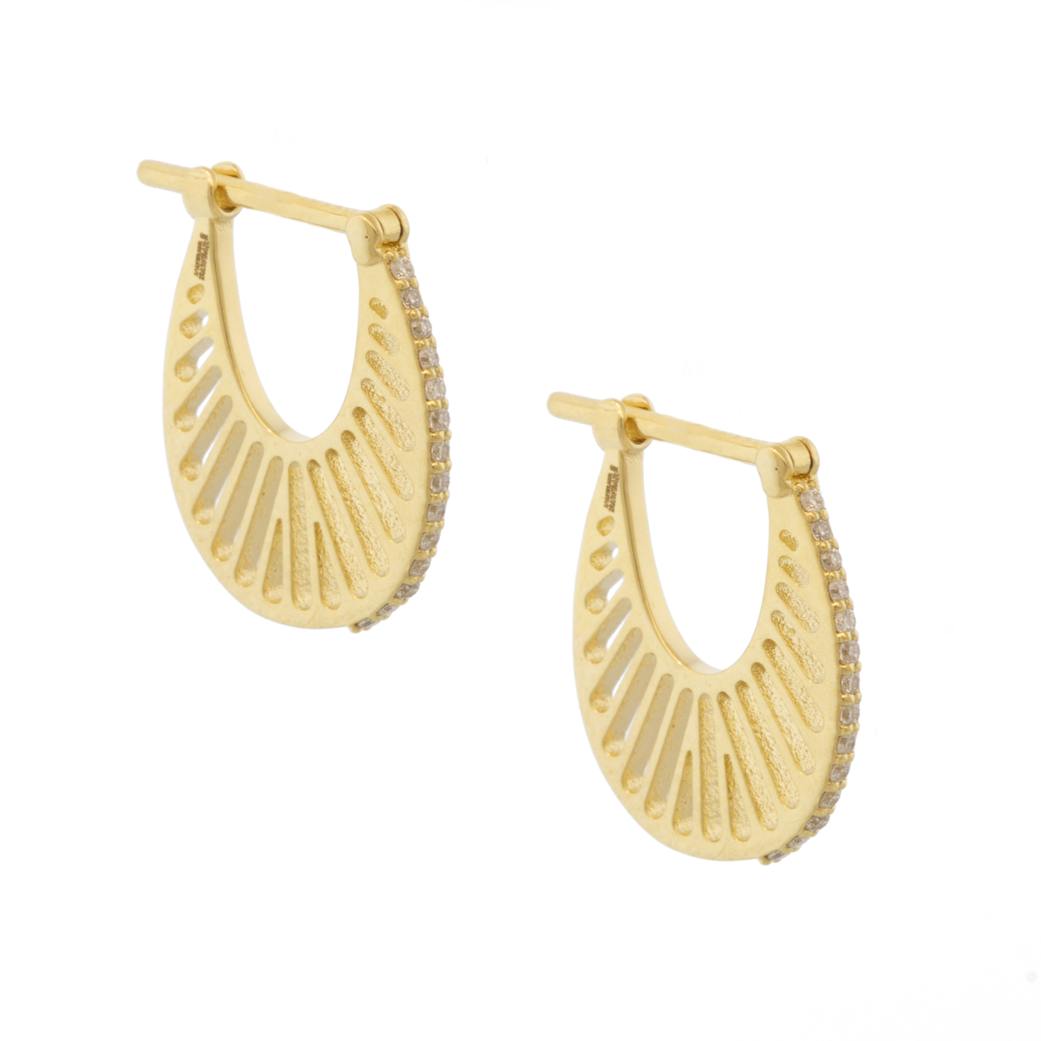 L'atelier Nawbar: Flat Ray Hoops-Size 2, Handmade from 18 ct gold hoops encrusted with 0.08 ct of white diamonds