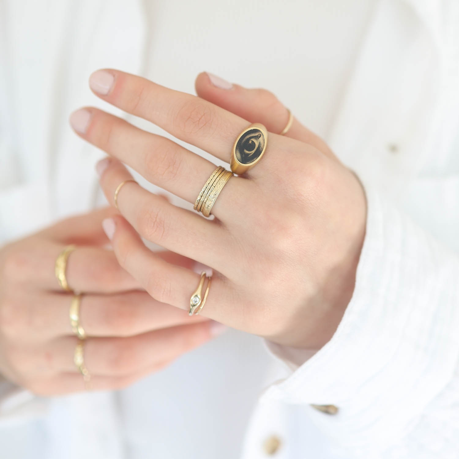 Anzu: Mini Oval Signet Ring-Gold vermeil: Lovers Eye, size 6.5, 7/16" x 9/16"