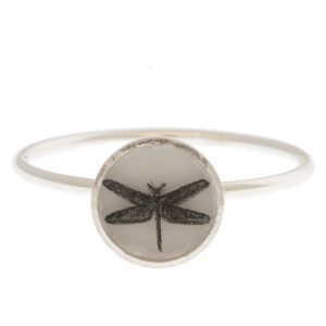 Anzu: Basic Ring-Sterling silver-Mini round setting: Dragonfly size 6.5, measures 5/16" in diameter