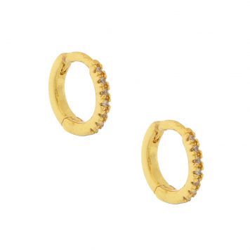 Tai:  Gold mini huggie earring with CZ all around