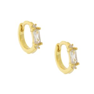 Tai: Gold vermeil baguette huggie earrings