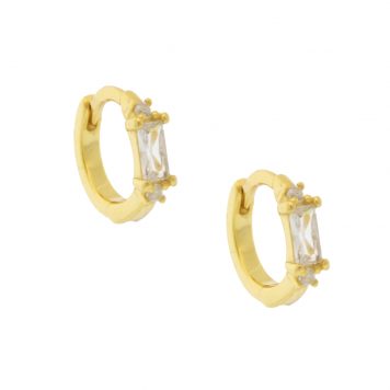 Tai: Gold vermeil baguette huggie earrings