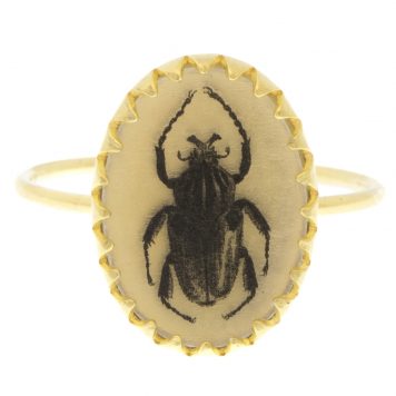 Anzu: Victoria Ring-Gold Vermeil-motif: Goliathus, size 6.5, measures 9/16" x 7/16"