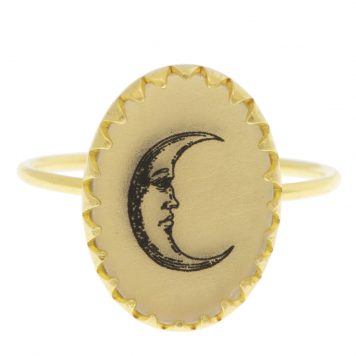 Anzu: Victoria Ring-Gold Vermeil-motif: moon, size 6.5, measures 9/16" x 7/16"