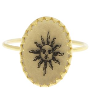 Anzu: Victoria Ring-Gold Vermeil-motif: Sun, size 6.5, measures 9/16" x 7/16"