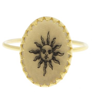 Anzu: Victoria Ring-Gold Vermeil-motif: Sun, size 6.5, measures 9/16" x 7/16"