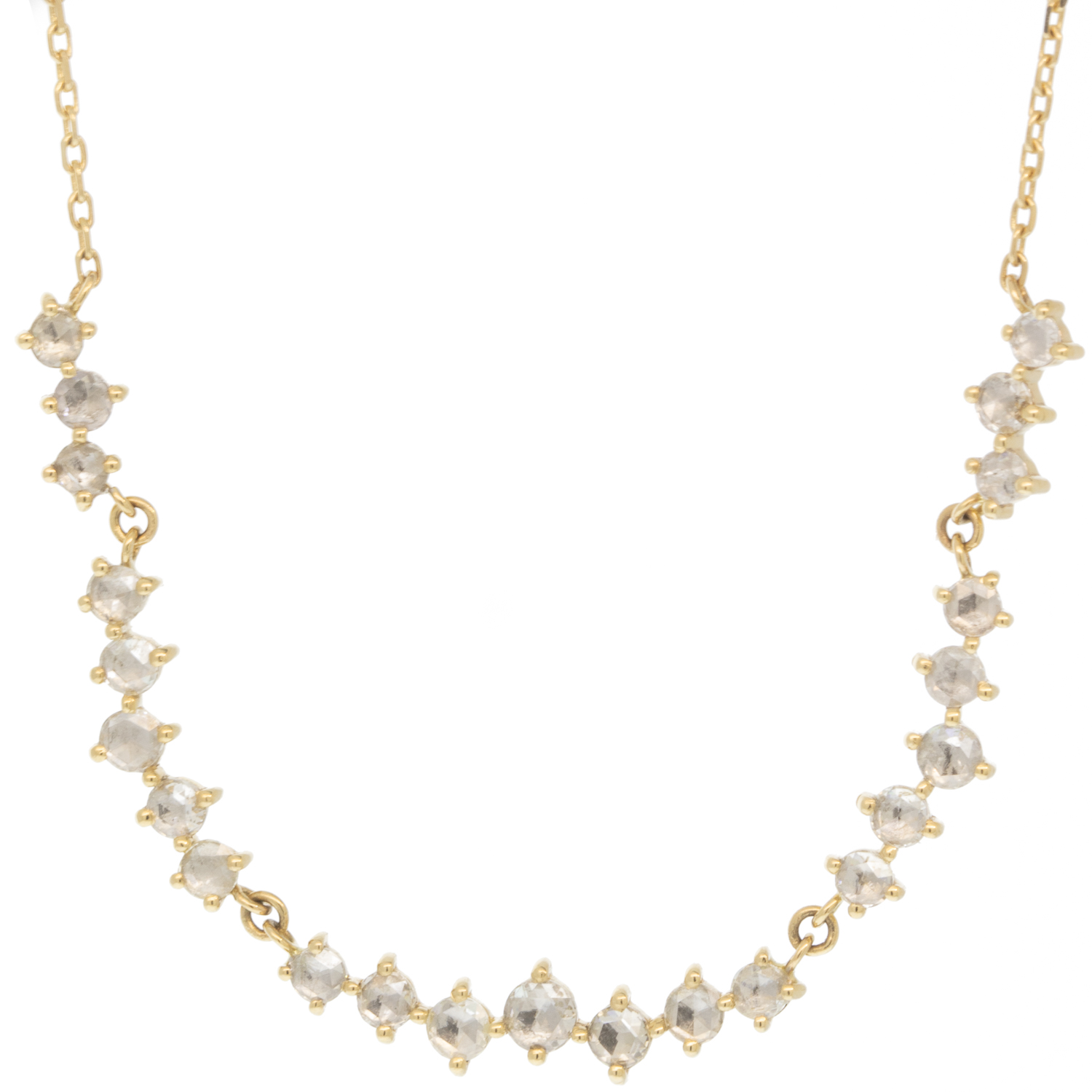 Celine Daoust:Necklace,23 Round rose cut diamonds,prong setting,40cm,14k gold