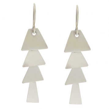 Jane Diaz: Pagoda Cascade Earrings, Sterling Silver, 1 7/8" x 1/2"