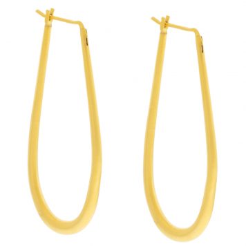Jane Diaz: Long Oval Hoop Earrings, Gold Plate, 2" x 1/8"