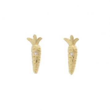 Victoria Cunningham : Earrings, Studs,Carrot with diamonds, 7/16" x 1/8"