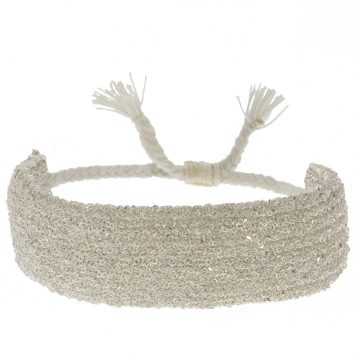 Marie Laure Chamorel: Bracelet, Silver 925, silk and crystal, color: white silver white