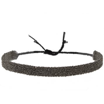 Marie Laure Chamorel: Bracelet, 925 Sterling Silver, Silk Yarn, color: Ruthenium