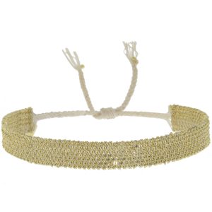 Marie Laure Charmorel: Bracelet, 925 Sterling Silver, Silk Yarn, Gold Finishing, color: Gold White