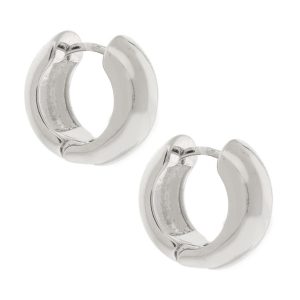 Tai: Silver Mini Chubby Click Huggie, 9/16 in diameter, 5/16 in width