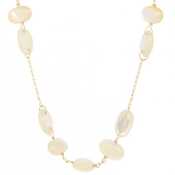 Ten Thousand Things: Necklace, Mini Double Cross Mother of Pearl, 18K Gold.