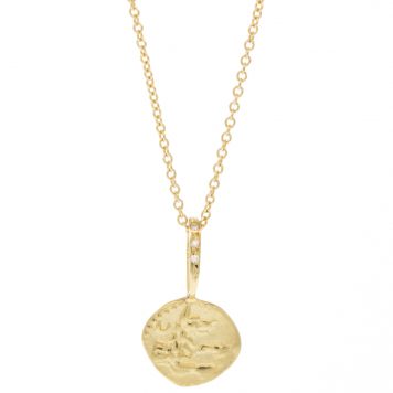 Robin Haley: 14K gold Dog/Loyalty Artifact Necklace, diamonds, .015 TCW 16/18" chain