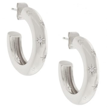 Tai: Earrings, Silver Celestial Tube Hoop