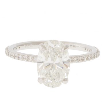 ILA: UNBRIDALED,Ring, Solitaire Pave Engagement Lab Grown  2ct,18kwg oval sz 6.5 F/VS1