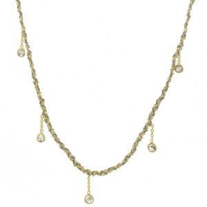 Marie Laure Chamorel: Necklace, Silver 925, silk and crystal, color: Gold Grey
